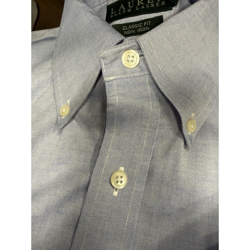 Lauren Ralph Lauren Blue Non-Iron Long Sleeve Shirt Size 17.5. 36/37 Button Down - Picture 3 of 8
